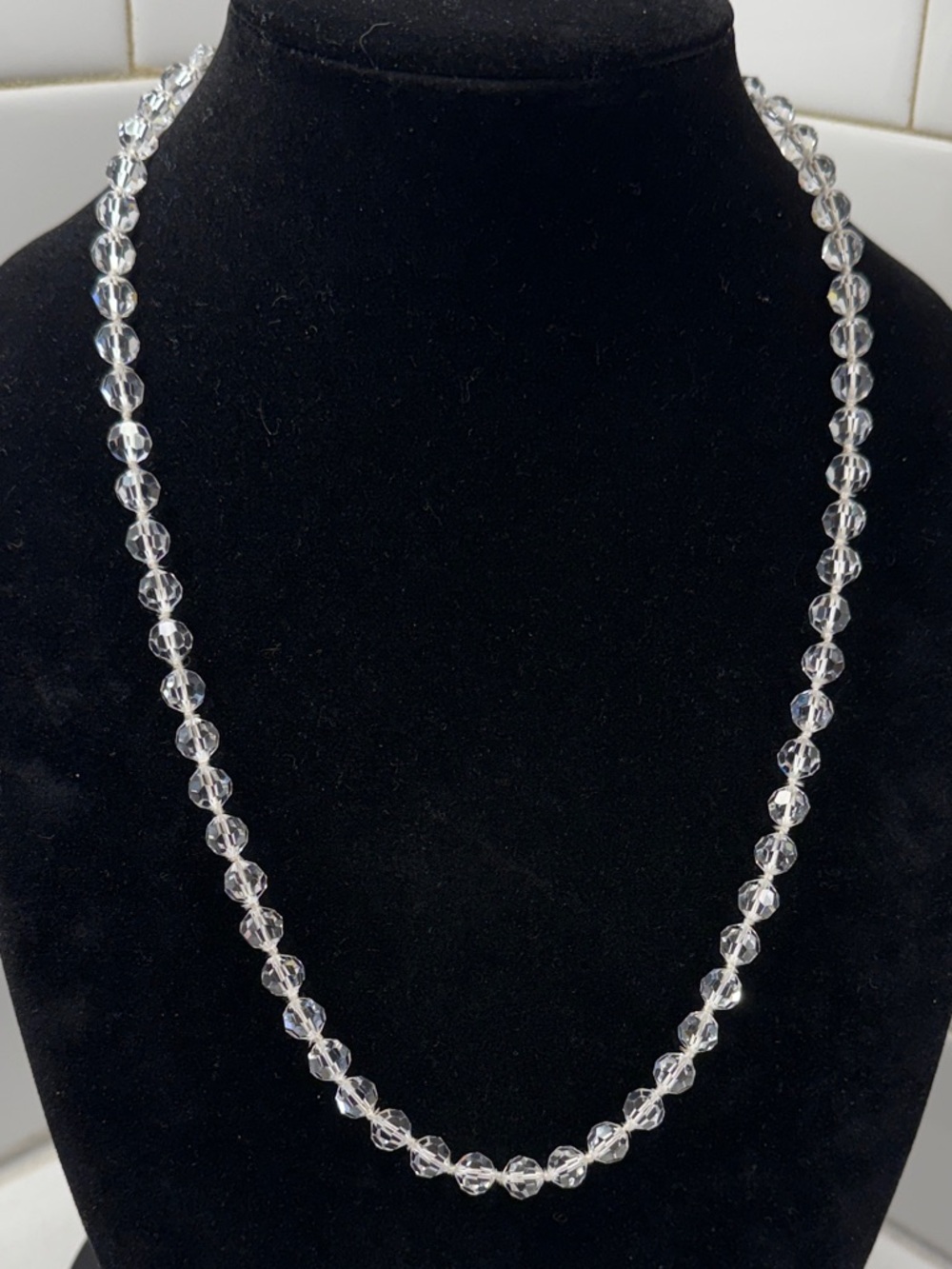 Vintage Faceted Cut Crystal Glass Beaded Necklace